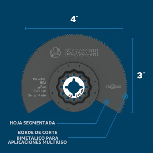 Vista 2 de Bosch OSL400F Hoja de sierra segmentada bimetálica para multiherramienta oscilante Starlock® de 4 pulgadas
