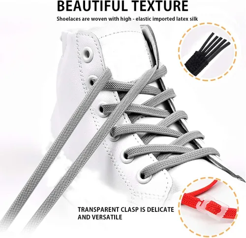 Vista 2 de Cordones para zapatos sin ataduras para adultos y niños, cordones elásticos para zapatos deportivos