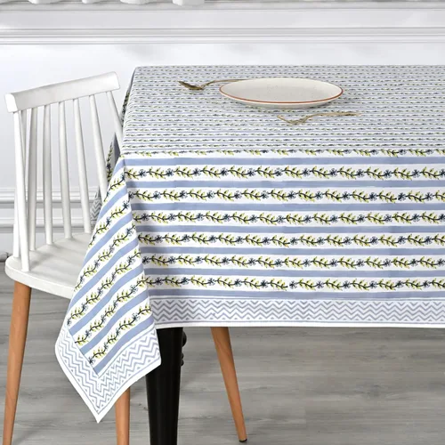 Vista 340 de Ridhi Mantel cuadrado con estampado de bloques de mano de caléndula ámbar