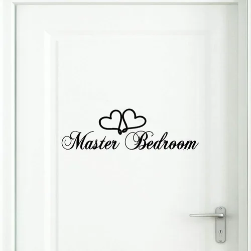 Vista 2 de Calcomanía de vinilo para puerta de dormitorio principal, adhesivo de pared extraíble con diseño de corazón, decoración moderna de puerta o pared