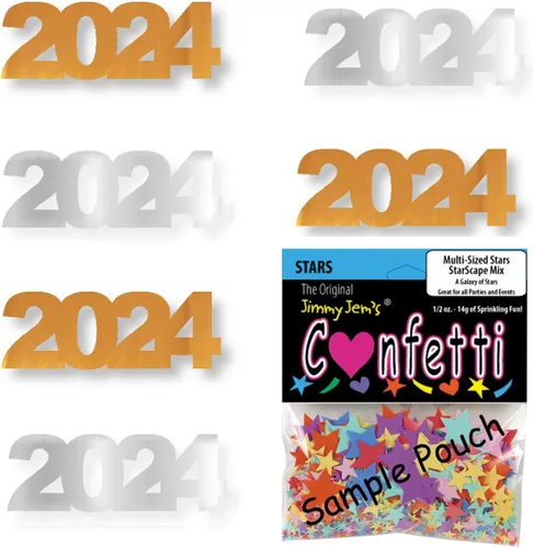 Vista 26 de Confetti Year 2024 Negro, Azul Royal Combo - 2 bolsas de media onza (1 oz)