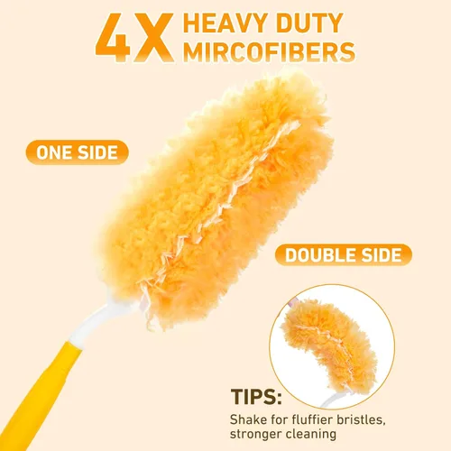 Vista 5 de Kit de repuestos de plumero de 360° para plumero Swiffer, paquete de 25 y 1 mango, plumeros multisuperficie con 4 veces de potencia de limpieza. Kit
