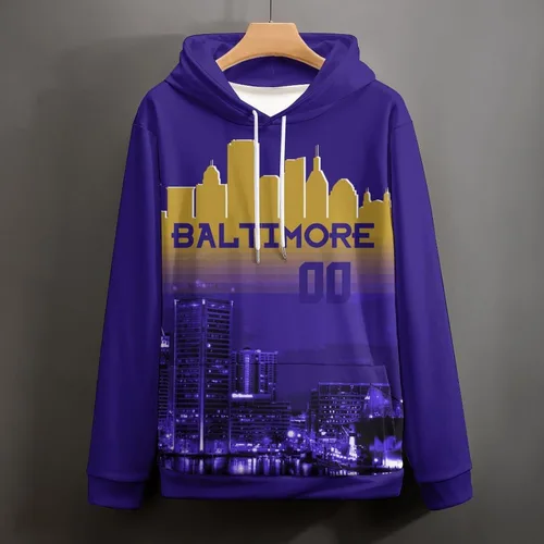 Vista 113 de Custom Football Hoodies City Night Skyline Personalized Sweatshirt Name Number Fan Gift Pullover for Men Women Youth