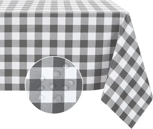 Vista 9 de Romanstile Mantel rectangular de vinilo, 100% impermeable, mantel de plástico a cuadros de búfalo, resistente y lavable para exteriores, campamento