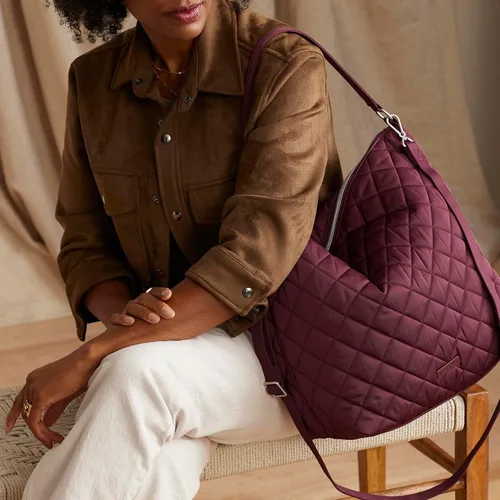 Vista 4 de Vera Bradley Bolso de hombro Hobo de gran tamaño de sarga de alto rendimiento