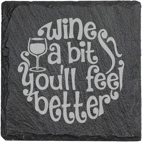 Vista 37 de Rustic Drinking Wine is My Hobby Slate Coasters Set of 8 – Round – USA Made Witty wine lover’s motto engraved on real slate coasters — “drinking