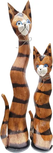Vista 12 de Gatos de madera surtidos con diferentes patrones (Calico, pequeño y mediano: 24 y 32 pulgadas)