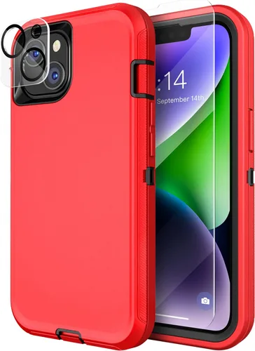 Vista 18 de MXX Funda para iPhone 13, con protector de pantalla de vidrio templado, protector de lente de cámara de 3 capas de alta resistencia, a prueba