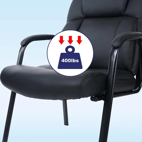 Vista 6 de CLATINA Big & Tall - Silla ejecutiva para sala de espera de 400 libras con reposabrazos acolchado de cuero regenerado, estilo moderno, con base