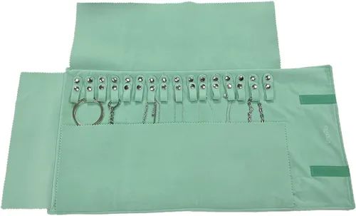 Vista 5 de UnionPlus Joyero de viaje de terciopelo organizador para collar, verde hielo