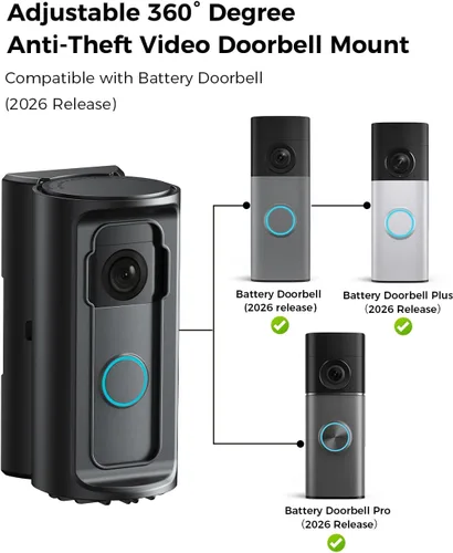 Vista 2 de KMOUANTS Soporte de Montaje de Ángulo Ajustable de 360° Grados para Timbre Compatible con Ring/Timbre de Video Inalámbrico/Timbre de Batería