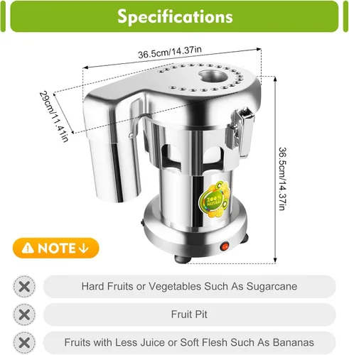 Vista 7 de Máquina extractor de jugo comercial resistente, fabricante de exprimidores de acero inoxidable para frutas y verduras Herramienta centrífuga