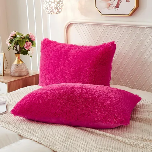 Vista 21 de Juego de 2 fundas de almohada estándar de piel sintética de terciopelo suave, fundas de almohada decorativas con cierre de cremallera