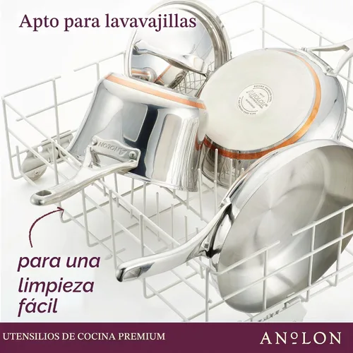 Vista 4 de Anolon Acero inoxidable y aluminio anodizado duro, juego de utensilios de cocina (11 piezas)