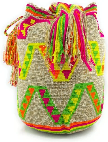 Vista 2 de Bolsos Colombianos, Mochila Wayuu, 100% Original Algodón Colombiano Hecho a Mano (BORDADO)