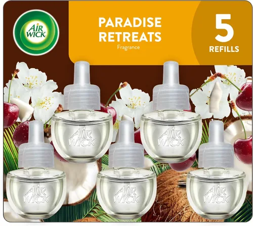 Vista 23 de Air Wick Repuesto de aceite perfumado para enchufar, 2 unidades, Paradise Retreat, ambientador, aceites esenciales
