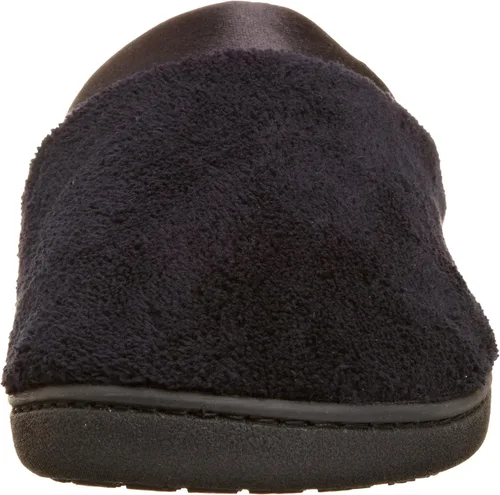 Vista 2 de Isotoner pantuflas tipo zueco con puño de satén, de algodón con bucles finos para mujer