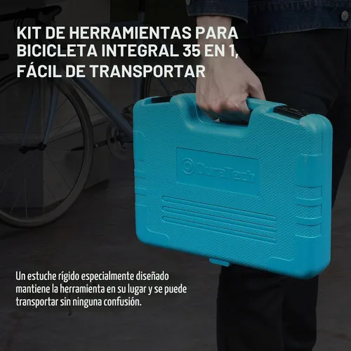 Vista 4 de DURATECH Kit de reparación de bicicletas, kit de herramientas de bicicleta de 35 piezas con estuche de transporte, accesorios de bicicleta