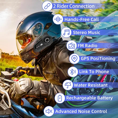 Vista 4 de Auriculares Bluetooth para casco S2, 2,624.7 ft, 2 conductores, auriculares de intercomunicación con auriculares de intercomunicación con sonido CVC