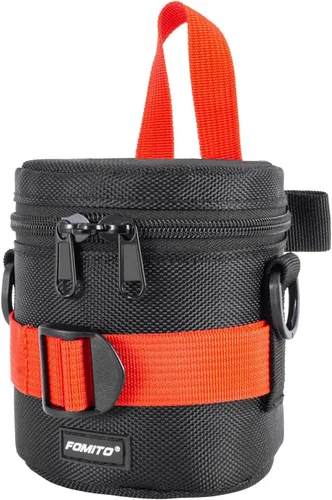 Vista 10 de FOMITO Funda protectora resistente al agua para lente de cámara, tamaño M, con bolsillo de malla, compatible con Canon EF-S de 0.669-2.165 in, Nikon