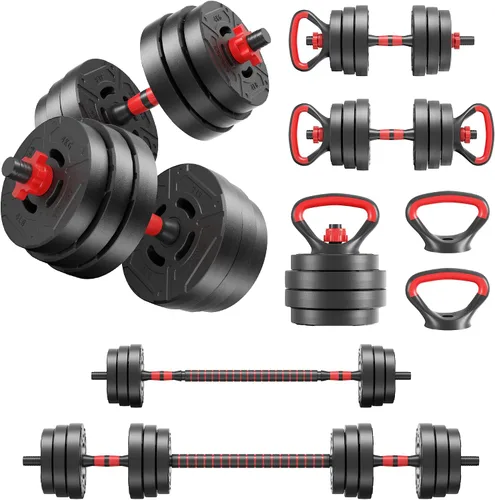 Vista 9 de Fitvids Juego de mancuernas ajustables, juego de pesas rusas de 40/60 libras, multifuncional, portátil, intercambiable, para el hogar, varios estilos