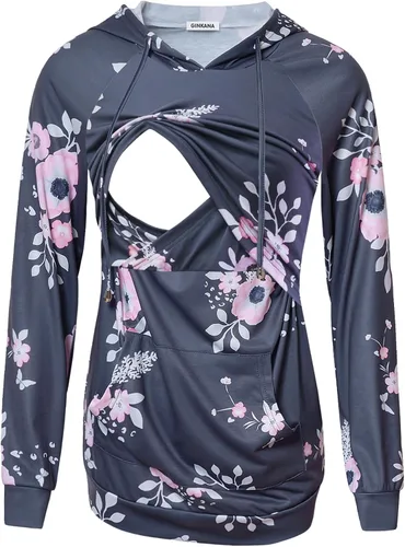 Vista 80 de GINKANA Sudadera con capucha para mujer, manga larga, lactancia materna, ropa casual