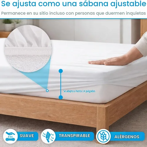 Vista 4 de Sures Protector de colchón impermeable - Sábana de cama tamaño individual