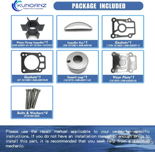 Vista 4 de Kit de reparación de impulsor de bomba de agua 361873220 361-87322-0/0M para Nissan Tohatsu 25 30 40 HP 2-Stroke fuera de borda 25HP 30HP 40HP