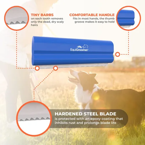 Vista 4 de EasyGroomer - Cepillo para quitar pelaje para perros y gatos, herramienta azul para mascotas grandes y pequeñas, elimina la suciedad, el pelo