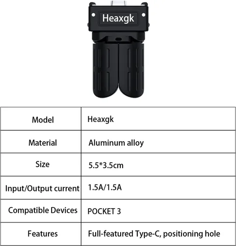 Vista 9 de Kit de trípode de liberación rápida para DJI Osmo Pocket 3, base de adaptador de carga de puerto de función completa tipo C para bolsillo 3