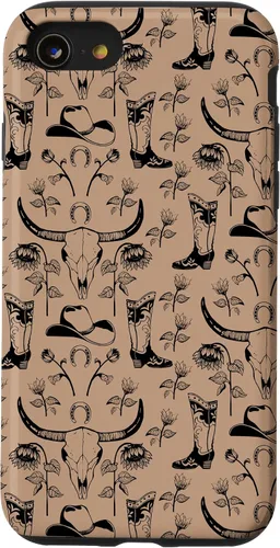 Vista 18 de Western Boho Skull, Sunflowers, Country Girls, Cowgirls Boot Case for iPhone 17