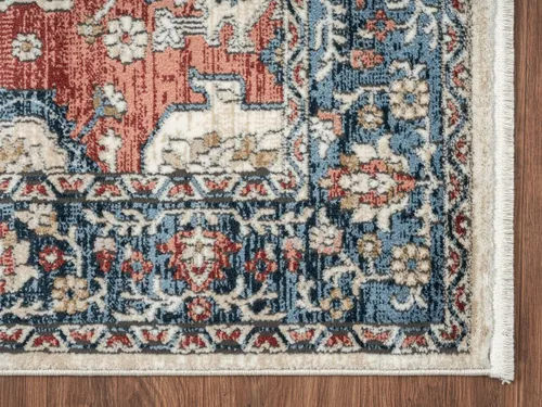 Vista 4 de Abani Savoy Collection - Alfombra de área, diseño vintage rojo y crema, 4 x 6 pies, fácil de limpiar, duradera para niños y mascotas, no desprende