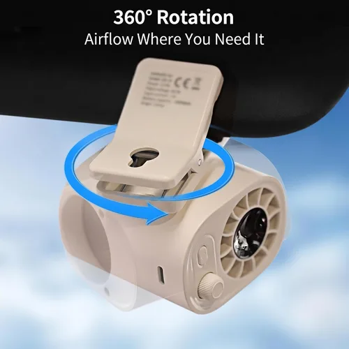 Vista 9 de Ventilador portátil con clip para paraguas, ventilador personal recargable Caqui claro