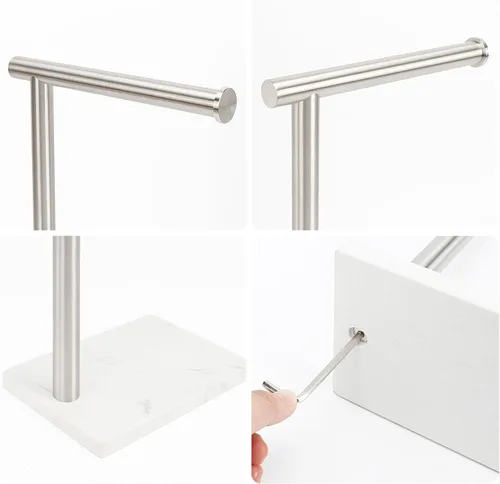 Vista 7 de Toallero de Mano, Soporte de Toalla de Mano para Baño con Base de Mármol, Barra de Toallero de Mano en Forma de L de Acero Inoxidable 304
