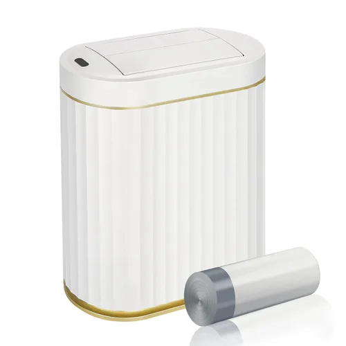 Vista 8 de ELPHECO - Cubo de basura de baño con tapa mariposa, papelero con sensor de movimiento para baño, papelera decorativa automática, accesorios de baño