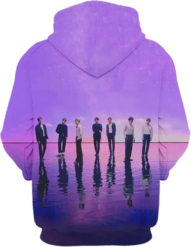 Vista 2 de Kpop - Sudadera con capucha con diseño gráfico 3D, ligera, con cordón y bolsillo grande, unisex