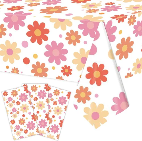 Vista 10 de 3 Manteles de Año Nuevo Chino - 54x108 Pulgadas Cubierta de Mesa de Plástico Desechable Roja y Dorada con Linternas, Estampado de Petardos