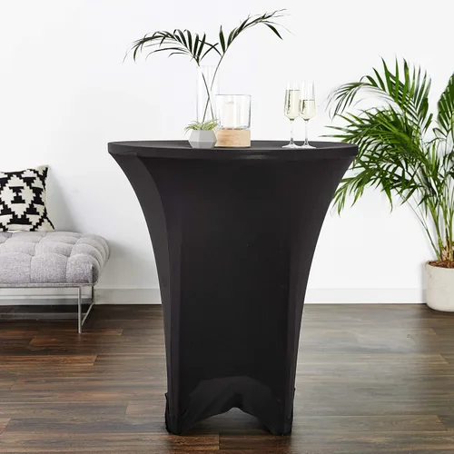 Vista 2 de LA Linen Mantel elástico ajustable de elastano para cóctel, 36 pulgadas, color negro