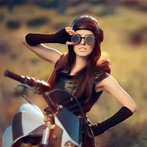 Vista 2 de Steampunk Aviator Pilot - Gafas de motocicleta victorianas vintage plateadas para mujeres y hombres