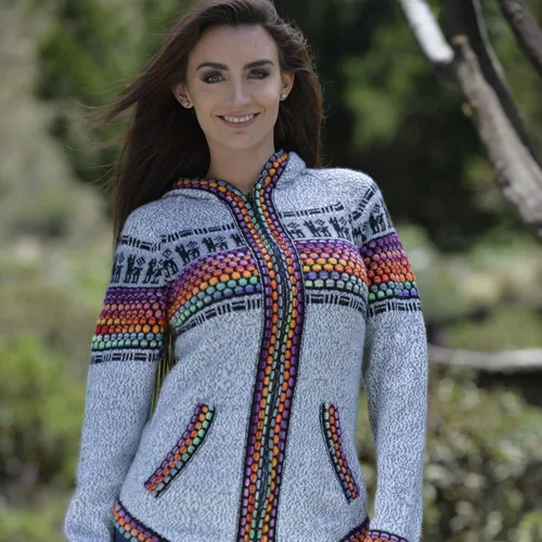 Vista 3 de Gamboa Cárdigan para mujer, suéteres para mujer, suéter de alpaca, suéter de punto, suéter para mujer, chaqueta para mujer