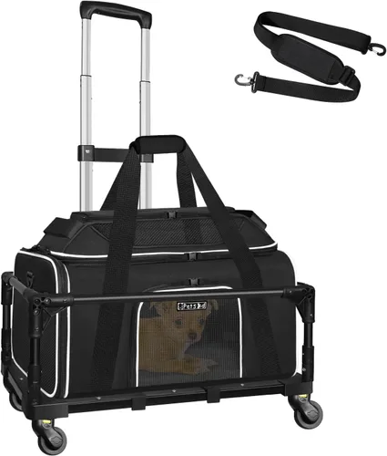 Vista 17 de Petskd Transportador de mascotas extensible superior de 17 x 11 x 9.5 pulgadas, aprobado por aerolíneas de Alaska, transportador de lados suaves