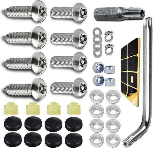 Vista 10 de Tornillos antirrobo para placa de matrícula, accesorios de montaje resistentes a manipulaciones, juego de tornillos de seguridad de 1/4" (M6), kit