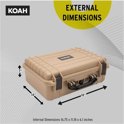 Vista 6 de Koah Funda rígida resistente a la intemperie con espuma personalizable, resistente a los impactos, ideal para cámaras, drones, dispositivos