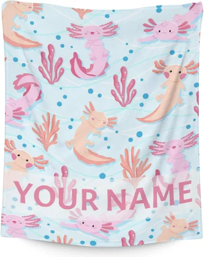 Vista 15 de Axolotl - Manta de regalo de 30 x 40 pulgadas, bonita manta para niñas, mantas suaves y peludas azules para sofá y oficina