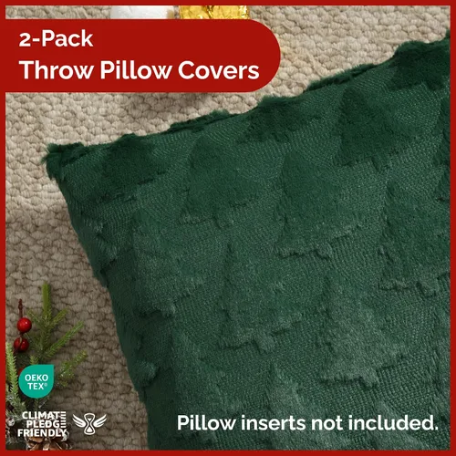 Vista 2 de Fundas de almohada de árbol de Navidad de 16 x 16 pulgadas - Juego de 2 fundas de almohada de Navidad - Fundas de almohada navideñas para sofá