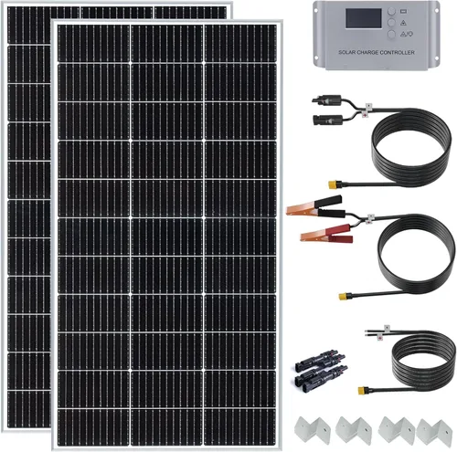 Vista 13 de Kit de panel solar de 20 W, 12 voltios, cargador de batería solar con controlador de carga de 10 A para caravana, barco, automóvil, remolque