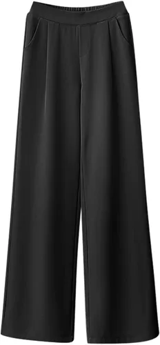 Vista 4 de Lroplie Wide Leg Pants for Women Summer Casual Solid Pant Leggings Pants Loose Elastic Waisted Suit Pants with Pockets