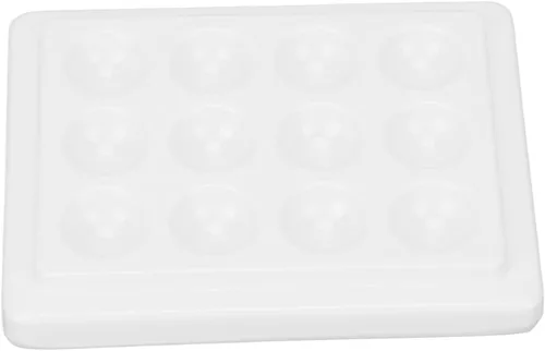 Vista 4 de Paleta de pintura de porcelana, suave y reutilizable de 12 pocillos, paleta de pintura de acuarela de color blanco puro con cubierta para artistas