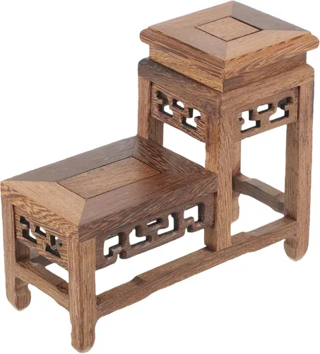 Vista 7 de DOITOOL Soporte de madera para plantas retro, soporte para macetas de jardín, para bonsái, base resistente para decoración del hogar, exhibiciones