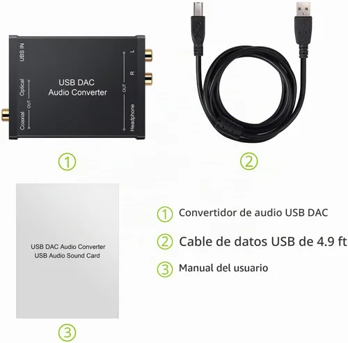 Vista 7 de LiNKFOR USB a SPDIF coaxial RCA 0.1 in convertidor de audio soporta PCM USB DAC